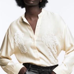 Zara Cream Embroidered Blouse